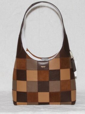 COACH Coachtopia Alter Ego Brooklyn Shoulder Bag 28 Checkerboard Suede Leather